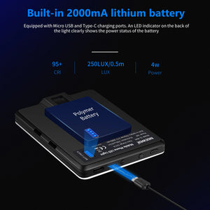 NEEWER LED Selfie Light with Front & Back Phone Clip, High Power 60 LED 2000mAh Rechargeable CRI 95+, 3 Light Modes