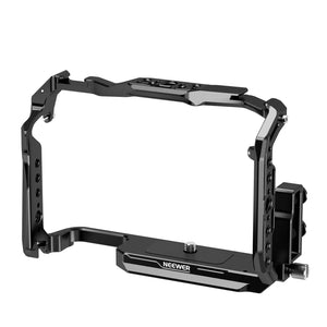 NEEWER Lumix GH6 Camera Cage, Aluminum Video Rig with HDMI Cable Clamp, NATO Rail, 1/4" 3/8" Threads, Cold Shoe