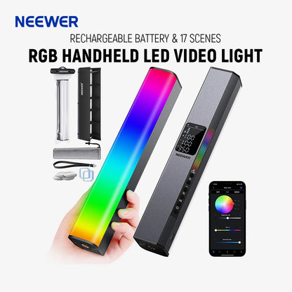 NEEWER RGB LED Video Light Stick, Touch Bar & APP Control Magnetic Handheld Photography Lighting Wand Dimmable 3200K~5600K