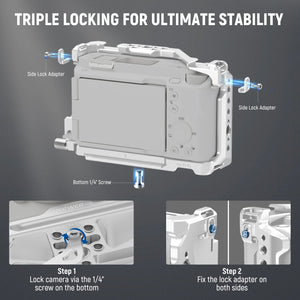 NEEWER ZV-E1 Camera Cage with HDMI Cable Clamp, NATO Rail 3/8" ARRI Locating Holes 1/4" Threads, Arca Type Base