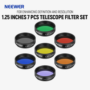 Neewer 1.25 inches Telescope Moon Filter, CPL Filter, 5 Color Filters Set(Red, Orange, Yellow, Green, Blue), Eyepieces Filters