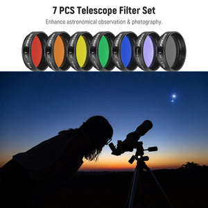 Neewer 1.25 inches Telescope Moon Filter, CPL Filter, 5 Color Filters Set(Red, Orange, Yellow, Green, Blue), Eyepieces Filters