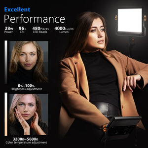 Neewer Dimmable Bi-color 480 LED Professional Video Light for Studio/YouTube Outdoor Video Photography Lighting