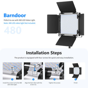 Neewer Professional LED Video Light Barn Door for Neewer 480 LED Light Panel, Solid Metal Construction