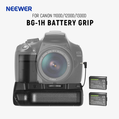 Neewer Vertical Battery Grip and 2-Pack LP-E10 Li-ion Replacement Battery for Canon EOS 1100D / 1200D / 1300D / Rebel T3 / T5/T6