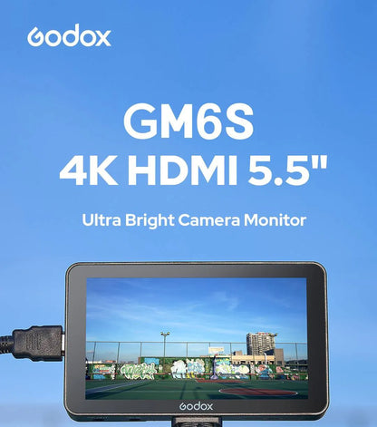 Godox GM6S 4K HDMI Monitor 5.5 Inch DSLR 3D LUT Touch Screen IPS FHD 1920x1080 Video Ultra Bright Camera Field Monitor