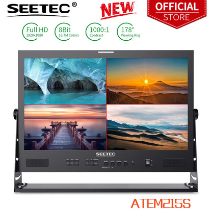 SEETEC ATEM215S 21.5 inch Multi-camera Broadcast Monitor 3G-SDI HDMI 1920x1080 Full HD LCD 3D LUT HDR Waveform for Youtube Live