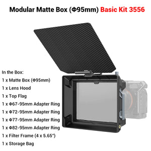 SMALLRIG Matte Box,Star-Trail Lightweight Multifunctional Modular Basic Kit,with 4 x5.65 Filter Frame,Adapter Ring,Top Flag