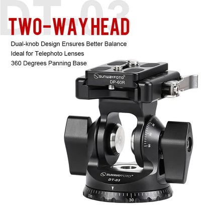 SUNWAYFOTO DT-03 Tilt Head for Monopod and Tripod XXlbs Load Capacity