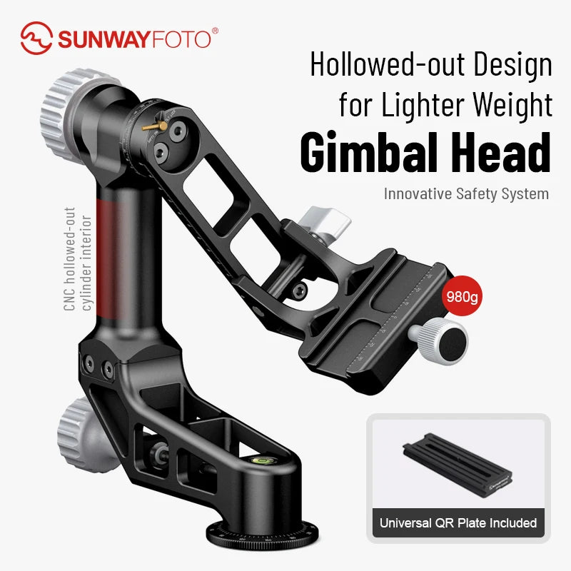 SUNWAYFOTO GH-02 Gimbal Head Aluminum Load 66 lbs(30 Kgs）