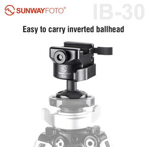 SUNWAYFOTO IB-30 Inverted Ball Head for Tripod and Monopod with QR Plate ,Compatible Arca Swiss/RRS/Nato/Picatinny Adapter Clamp