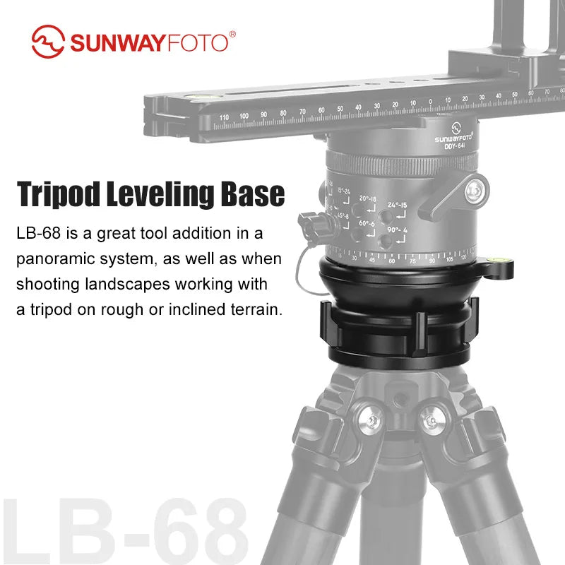 SUNWAYFOTO LB-68 Leveling Base Tripod Head 22 lbs (10kg) Load Capacity