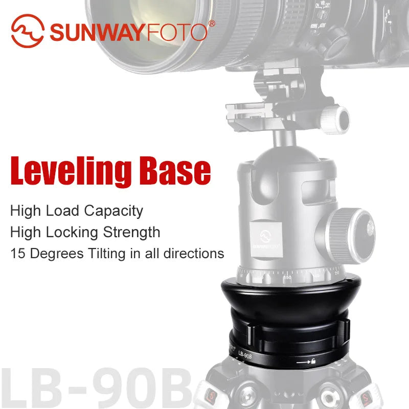 SUNWAYFOTO LB-90B Leveling Base Tripod Head 55 lbs(25kg) Load Capacity,Black