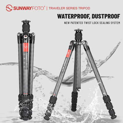 SUNWAYFOTO T2540CT Tripod for Camera Travel Tripod Carbon Fiber Portable  Waterproof Reverse Folding 13KG Load Capacity