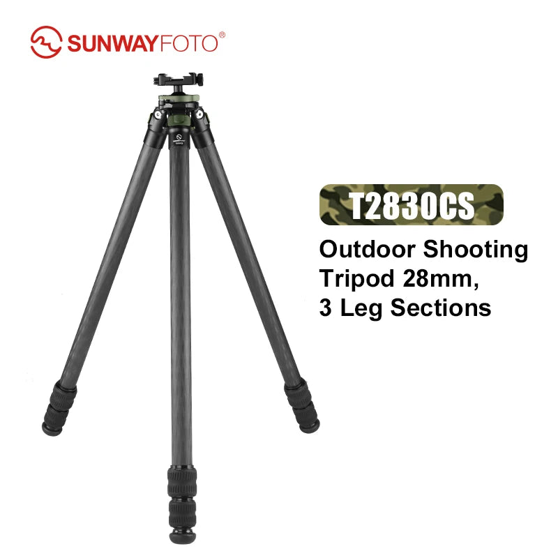 SUNWAYFOTO T2830CS Carbon Fiber Tripod for Hunting with Inverted Ball Head Arca Swiss Pic Rail Adapter Clamp