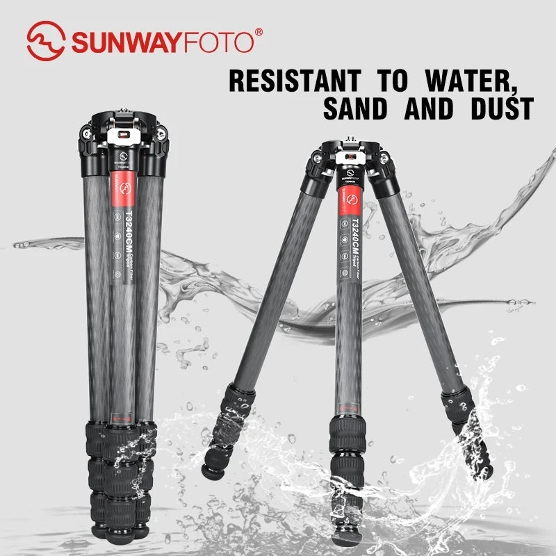 SUNWAYFOTO T3240CM Fiber Tripod for Video Camera Photography Weight Outdoor Tripod Waterproof