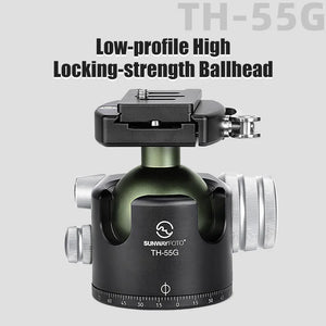 SUNWAYFOTO TH-55G  Low-profile High Locking-strength Ballhead with Quick Release Plate DP-60RG Compatible with Arca-Wiss and RRS