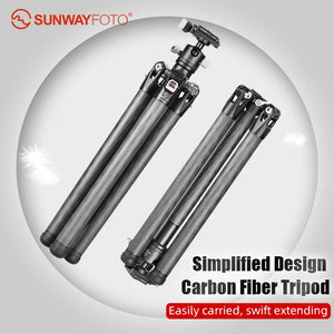 SUNWAYFOTO TT2340CE 4-Sections Carbon Fiber Travel Tripod for Ipad, Phone, DSLR Camera, Ideal for Vlog Photography