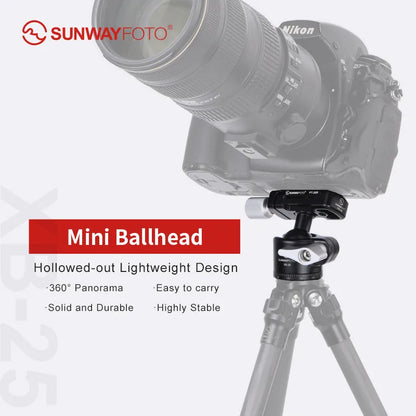 SUNWAYFOTO XB-25 Tripod Ball Head, 360 Degree Rotating Panoramic Ballhead with 1/4 inch Quick Release Plate