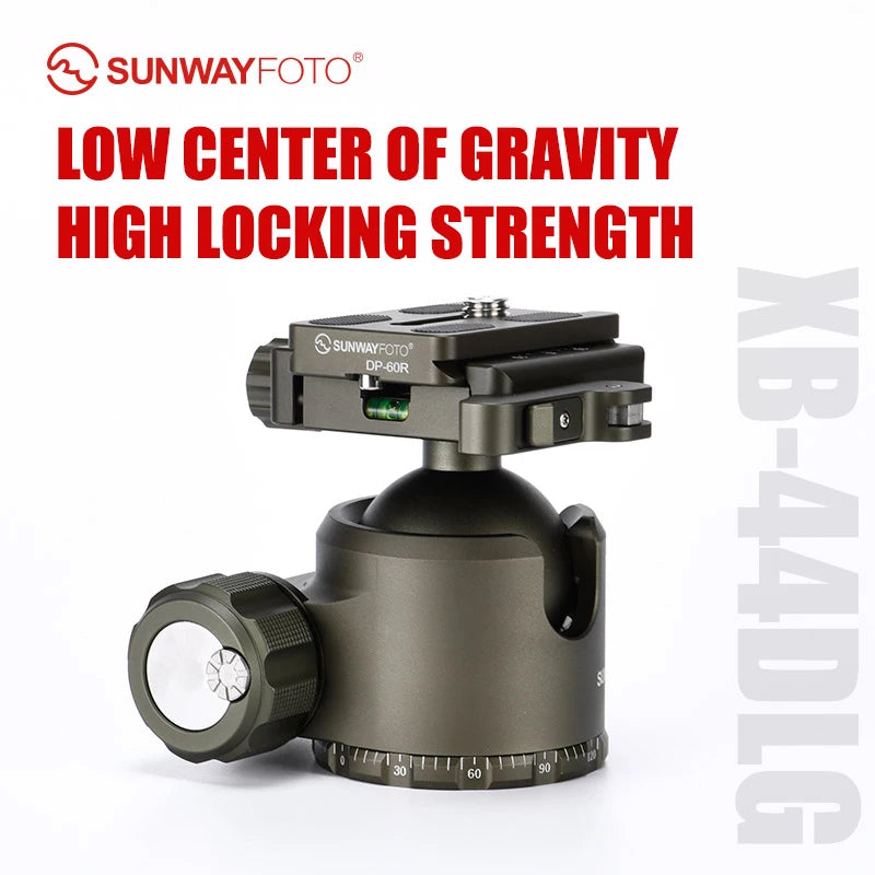 SUNWAYFOTO  XB-44DLG 44mm Ballhead Low Profile Camera Mount for Tripod with Arca-Swiss Quick Release Plate Army Green