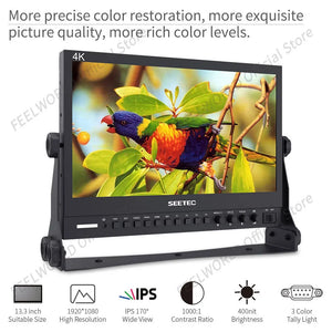 Seetec 4K133-9HSD-192(Original P133-9HSD) 13.3 Inch IPS 3G-SDI 4K HDMI LCD Broadcast Monitor Director Desktop Aluminum for Live