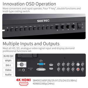 Seetec 4K173-9HSD-192(Original P173-9HSD) 17.3 Inch IPS Aluminum 1920x1080 FHD 3G-SDI HDMI 4K Broadcast Monitor