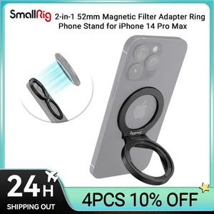 SmallRig 2-in-1 52mm Magnetic Filter Adapter Ring / Phone Stand for iPhone 14 Pro Max, Foldable Compact and Portable