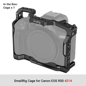 SmallRig Cage for Canon EOS R50 All-in-one Cage with 1/4"-20 Hole, ARRI 3/8"-16 Locating Hole, Cold Shoe Mount, NATO Rail 4214