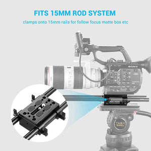 SmallRig Camera Mounting Plate Tripod Monopod Mounting Plate with 15mm Rod Clamp Railblock for Rod Support / Dslr Rig Cage