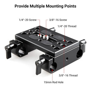 SmallRig Camera Mounting Plate Tripod Mounting Plate with 15mm Rod Clamp Railblock for Rod Support / Dslr Rig Cage