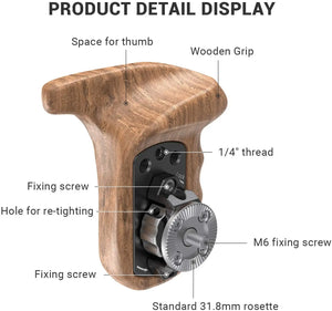 SmallRig DSLR Camera Rig Wooden Side Handle Grip with ARRI Rosette for Camera Shoulder Support Rig