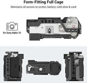 SmallRig DSLR a7c Camera Cage for sony a7c Cage rig With Cold Shoe 1/4'' Arri Hole for Microphone LED Fill Light Extension 3081