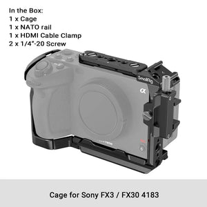 SmallRig Handheld Cage for Sony FX30 / FX3 ,Cage Kit with Hand Strap, With Quick Release Plate,With Cold Shoe Mounts, NATO Rails