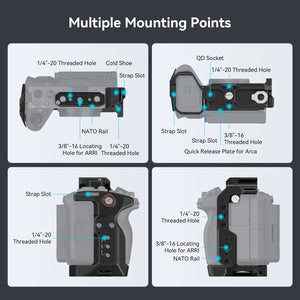 SmallRig Handheld Cage for Sony FX30 / FX3 ,Cage Kit with Hand Strap, With Quick Release Plate,With Cold Shoe Mounts, NATO Rails