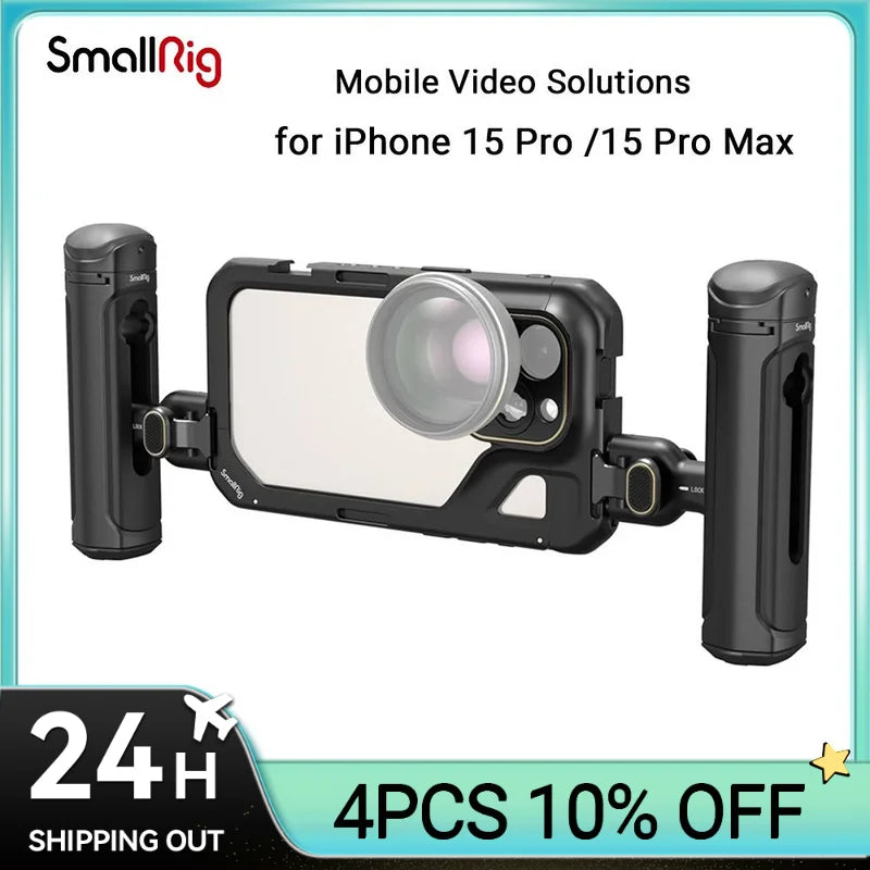 SmallRig Mobile Video Solutions for iPhone 15 Pro /15 Pro Max SmartPhone Cage for iPhone 15 Pro/15 Pro Max for Videoing Vlogging