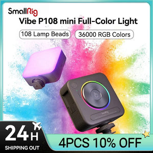 SmallRig P108 RGB Video Light,Portable LED Camera Lights 360° Full Color Photography Lighting ,2500mAh Rechargeable On-Camera