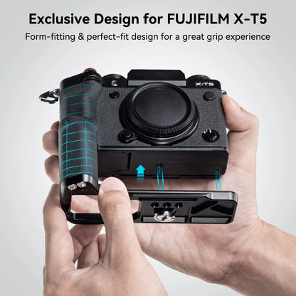 SmallRig Portable L-Shape Grip for FUJIFILM X-T5 (Black) with Silicone Grip and Shutter Button