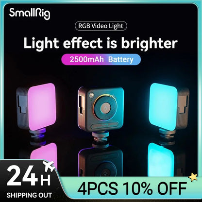 SmallRig Portable Vibe P108 RGB Video Light Smart Light 130mins long-lasting Pocket Size 108 LED Beads Floodlights