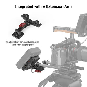 SmallRig V Mount Battery Adapter Plate, Power Supply Splitter with 15 mm Rod Clamp and Adjustable Arm, for Sony for Canon