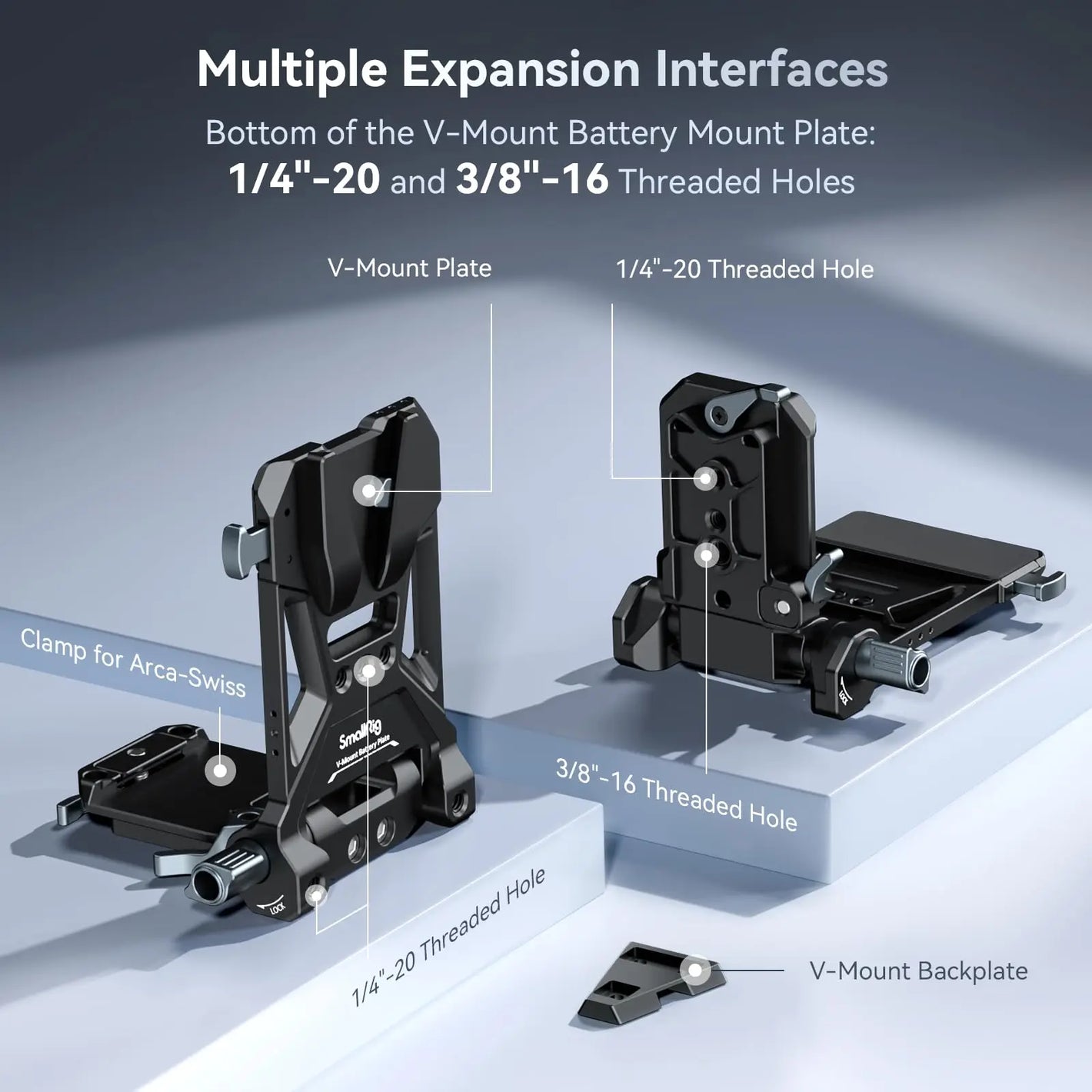 SmallRig V-Mount Battery Mounting Plate for Arca-Swiss Plate SmallRig Cage or Baseplate Quick Install Adjust for V-Mount Battery