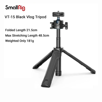 SmallRig Vigor Black Vlog Kit Compact and Stretchable with Tripod Grip Selfie Stick Mode for Multiple Scenarios