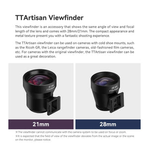 TTartisan 21mm 28mm View Finder Camera Viewfinder for Leica M3 M5 M6 M10 M240 Ricoh GR2 GR3 UNIVERSAL