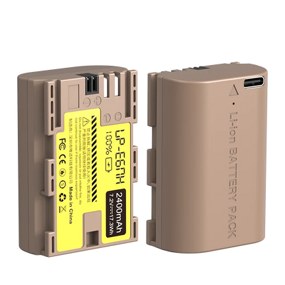Ulanzi Canon LP-E6NH Type 2400mAh Lithium-Ion Battery with USB-C Port for Canon EOS 5D/5D Mark Il/6D/7D/60D/70D/80D/90D/R5/R6/R7