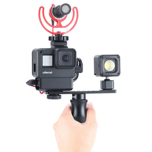 Ulanzi PT-7 Vlog Extension Mount Bar Bracket with Cold Shoe 1/4 Screw for LED Video Light Microphone  Gopro Vlogging Mount