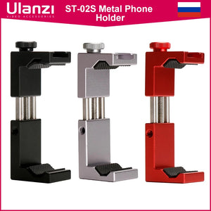 Ulanzi ST-02S 65MM to 95MM Tripod Phone Mount with Cold Shoe 1/4 Screw Phone Mount Stand Clipper