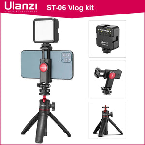 Ulanzi ST-07 Vlog Kit Mini LED Video Light Extendable Tripod Cold Shoe Phone Mount Vlog Mount Kit Youtube Live Accessories