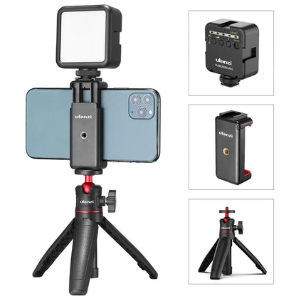 Ulanzi ST-07 Vlog Kit Mini LED Video Light Extendable Tripod Cold Shoe Phone Mount Vlog Mount Kit Youtube Live Accessories