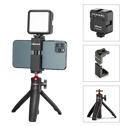 Ulanzi ST-07 Vlog Kit Mini LED Video Light Extendable Tripod Cold Shoe Phone Mount Vlog Mount Kit Youtube Live Accessories