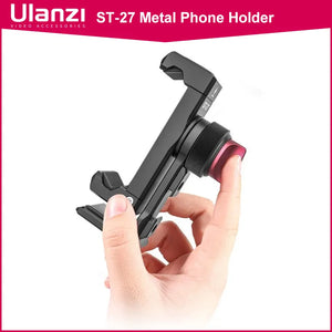 Ulanzi ST-27 Metal Vertical Shooting Phone Mount Holder Clip with Cold Shoe for Rode Wireless Go Microphone Video Light Vlog