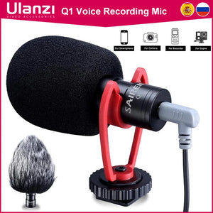 Ulanzi Sairen Q1 On-Camera Video Recording Mic Shotgun Interview Vlog Mic Universal for DSLR Android iPhone Smartphone GoPro